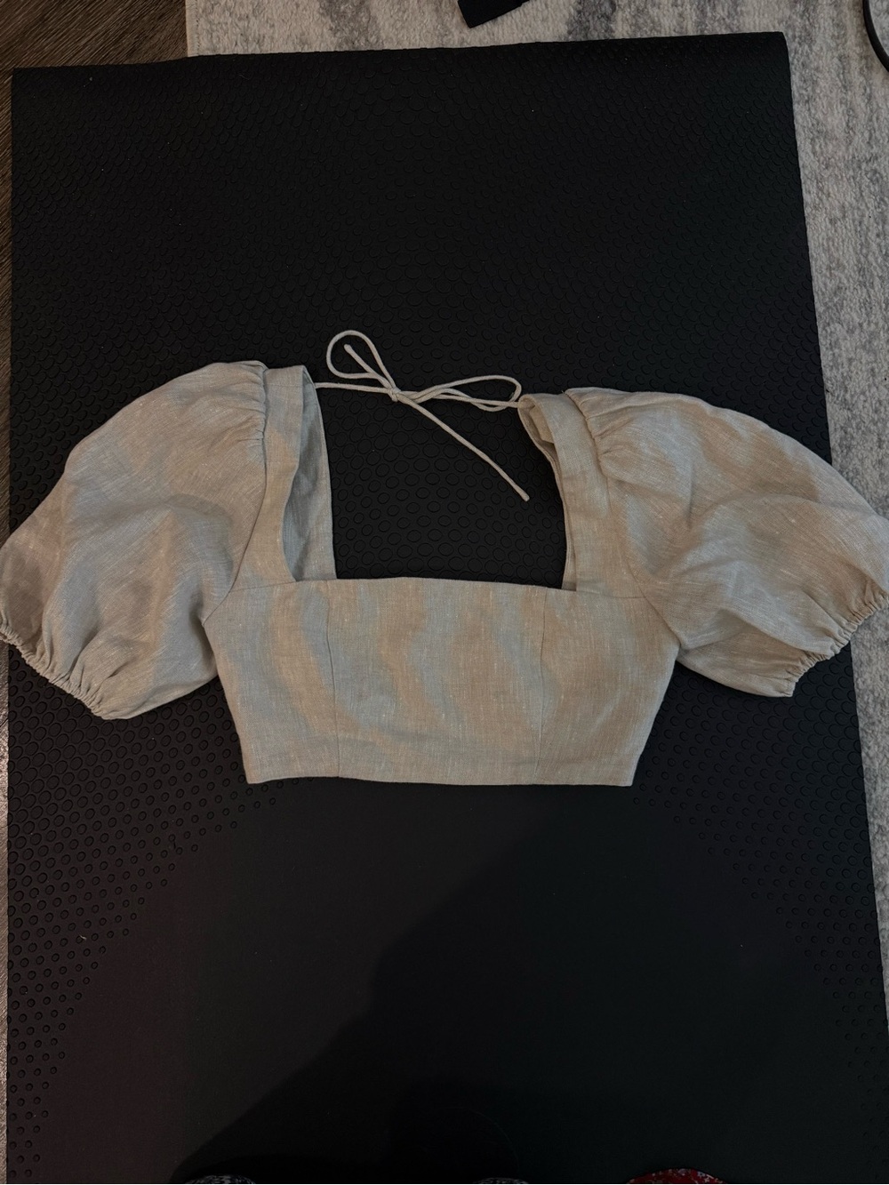 Reformation Cream Puff Sleeve Square-Neck Crop Top
